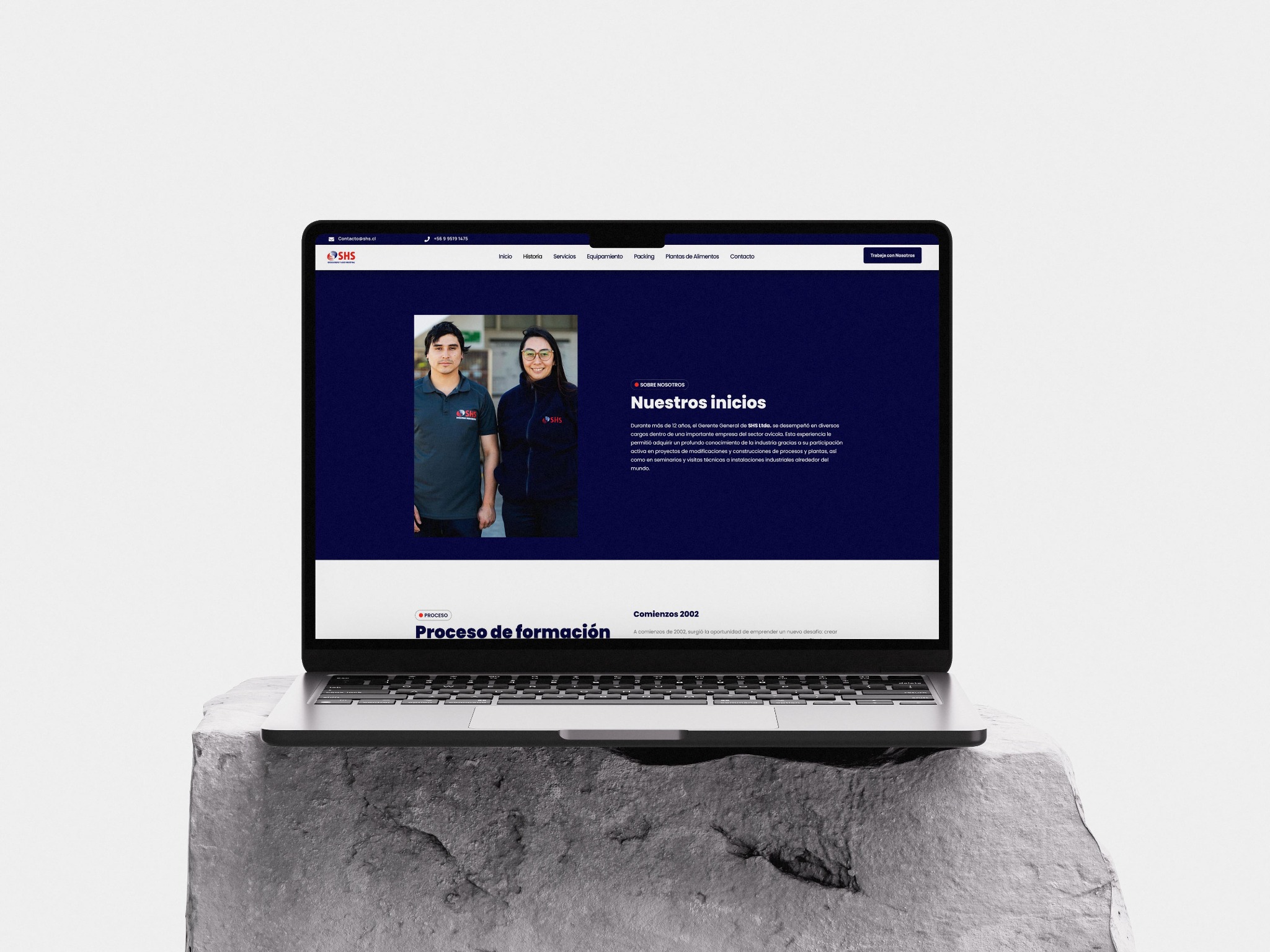 Sitio web de SHS presentado en un computador