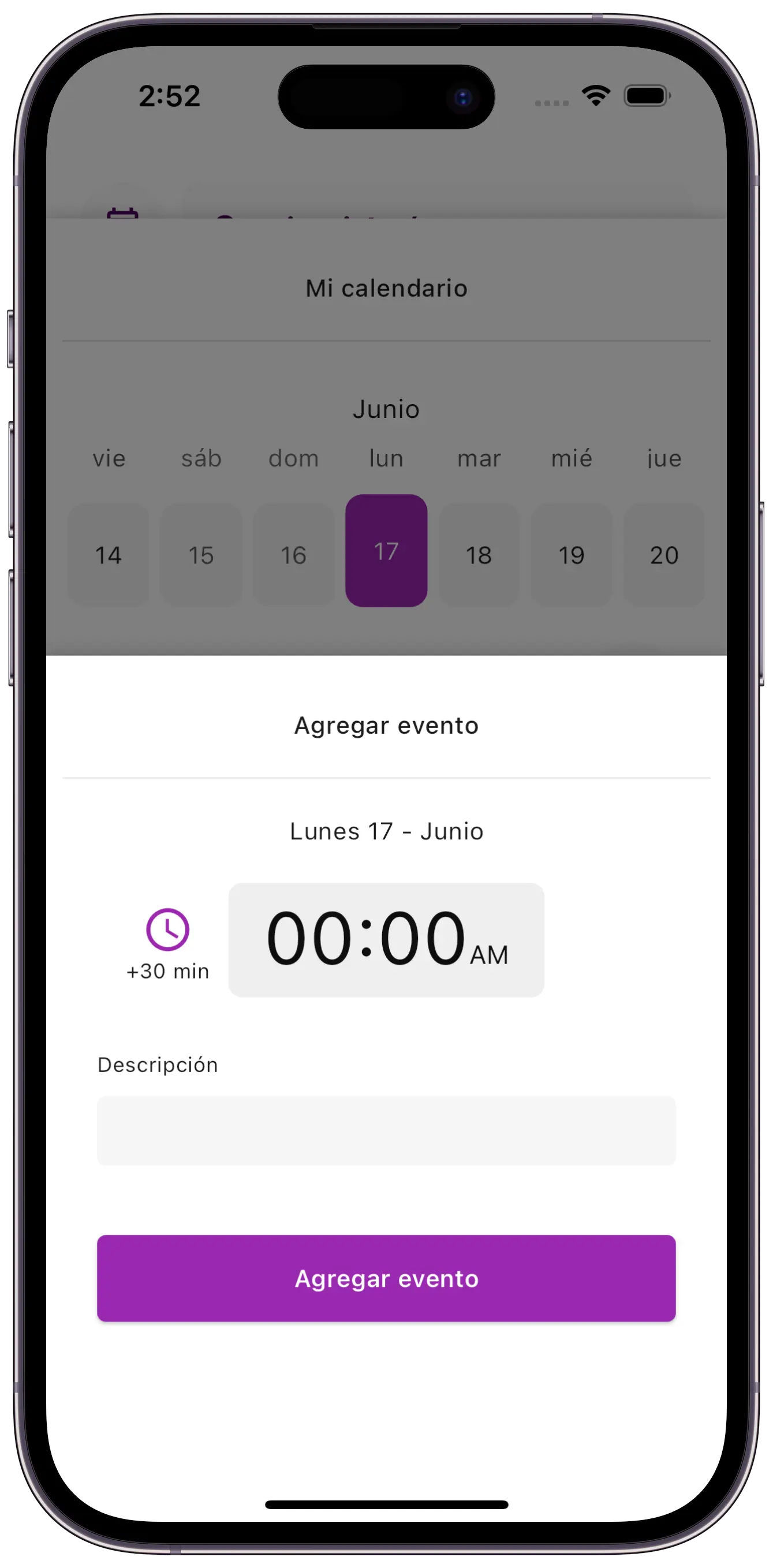 Gestión de calendario para profesionales